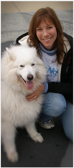 Janet Deaton, professional dog trainer, with Timber